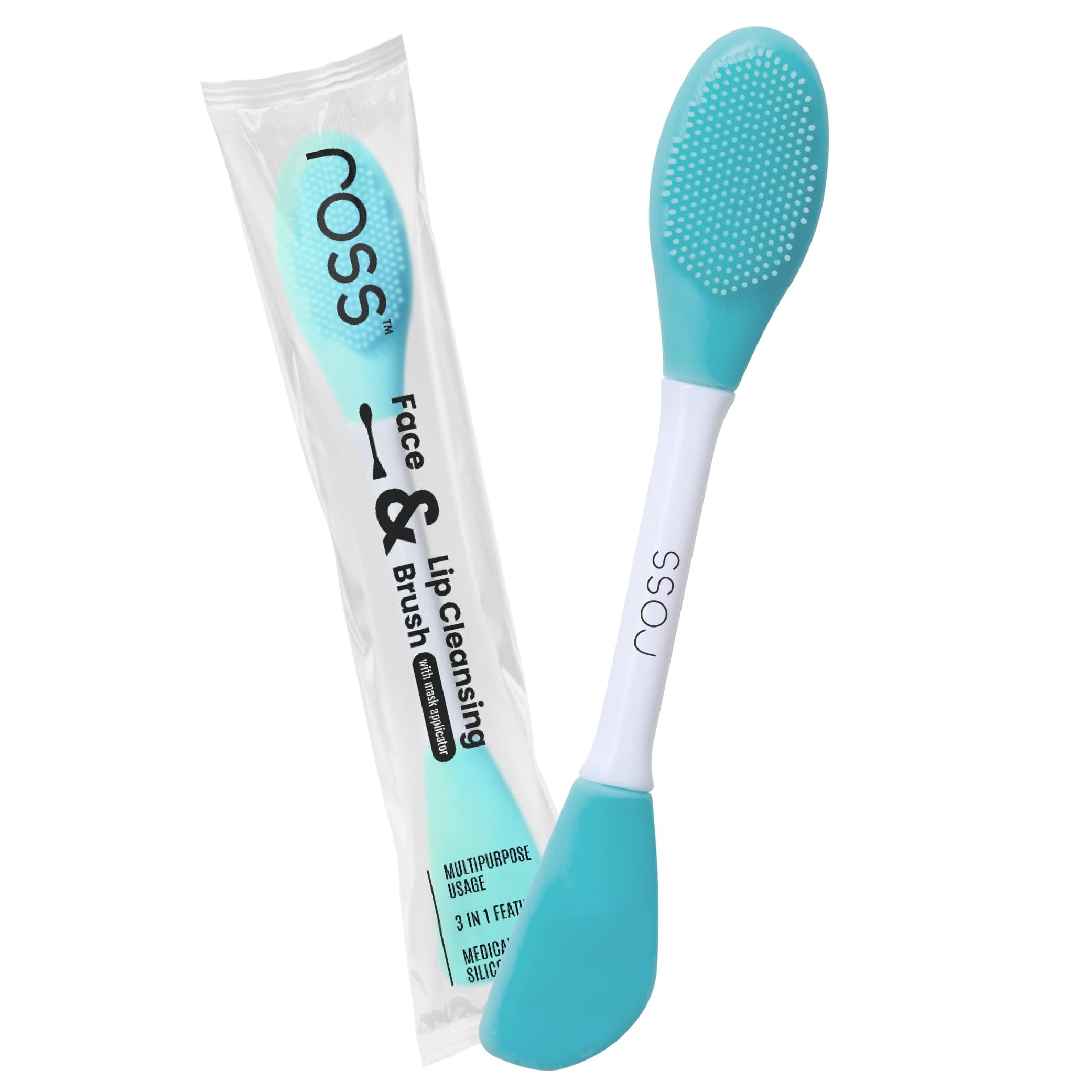 - Ross 3-in-1 Silicone Face & Lip Cleansing Brush | Flat, Soft & Exfoliating Sides for Mask Application, Deep Pore Cleansing & Gentle Skin Massage | Hygienic Soft Silicone Scrubber (Turquoise)