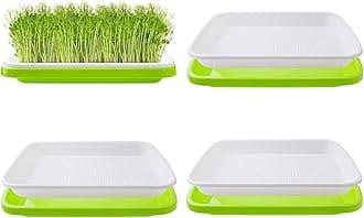 4 Pack Seed Sprouter Tray,32cm x 26cm Large Capacity Sprouting Tray Healthy Hydroponic Propagator with Planting Papers for Mung Beans Alfalfa Wheat Grass Garden (No lids)