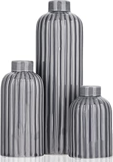 QIANLINGCeramic Vase Set - 3 Small Vases (Gray)