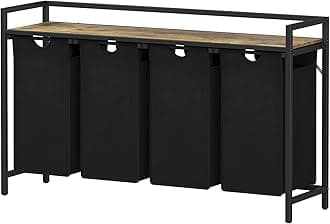 Lifewit 4 Sections Laundry Hamper, 168L Laundry Basket with Shelf and Pull-Out Removable Bags, Laundry Sorter for Laundry Room Bedroom Bathroom Dorm, Black