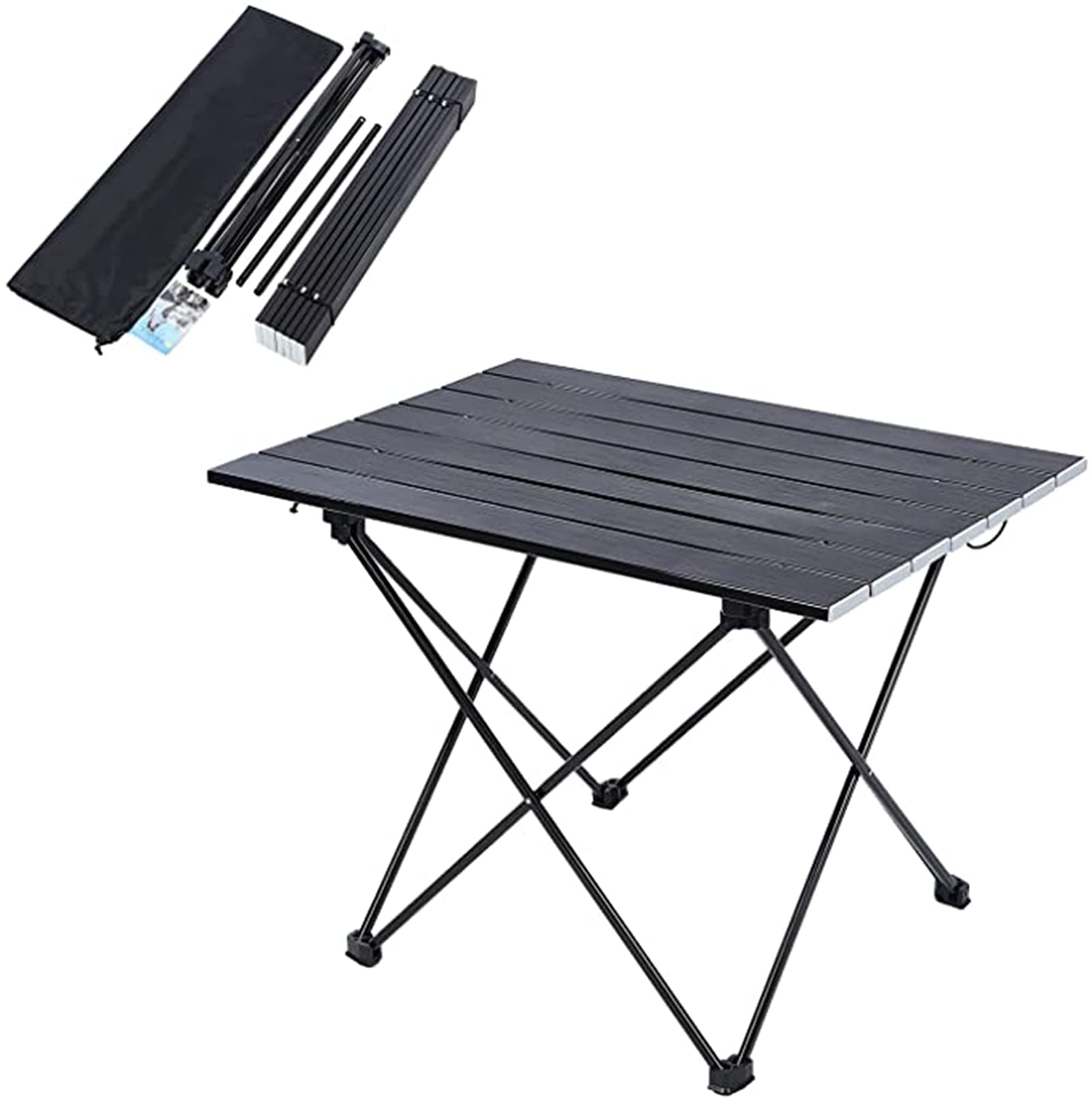 – Conobo Portable Camping Table - Ultralight Folding Table with Carry Bag for Picnic, Cooking, Camping, Beach, Festival (56 x 41 x 40cm - Black)