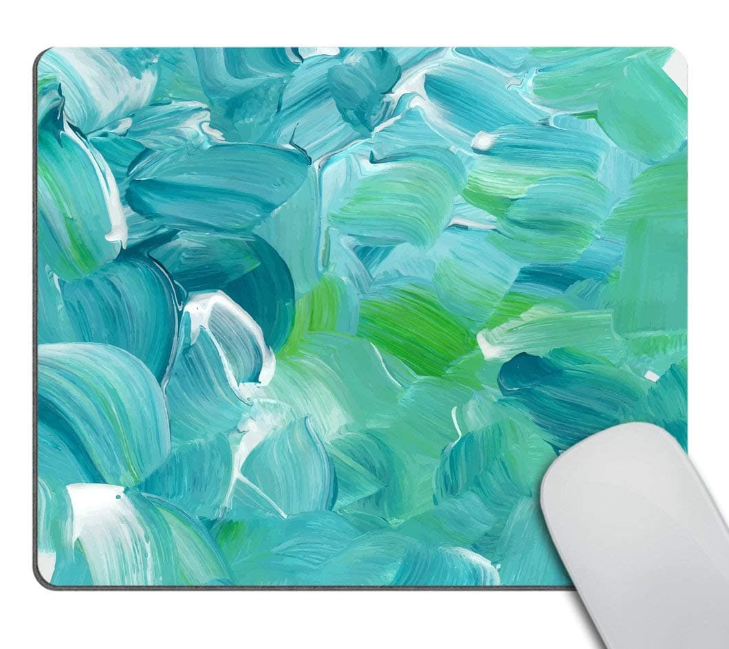 Smooffly Gaming Mouse Pad Custom,Turquoise Blue Oil Paint Texture Office Mouse Pad 9.5 X 7.9 Inch (240mmX200mmX3mm)