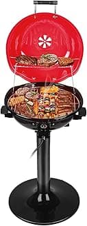 Techwood 15-Serve Indoor Outdoor Electric Grill for Indoor and Outdoor Use, Double Layer Design, Removable Portable Grill, 1600W (Red BBQ Grill)