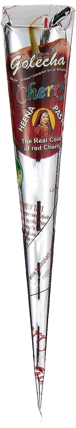 Golecha100% Pure Henna Mehandi Paste in Cone for Hands Tattoo Jumbo Size, 42 gms - Cherry Red