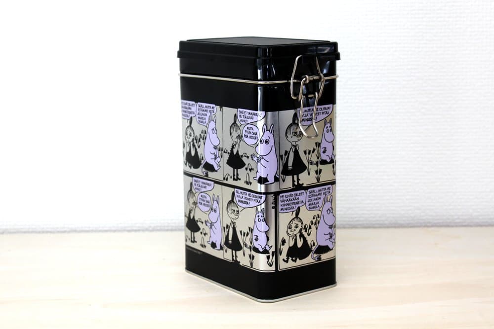 Moomin Comics Childrens Storage Kitchen Food Coffee Tea Tin Can Canister Jar Box Black/Silver