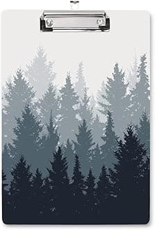 WAVEYU Fashion Cute Clipboard, Decorative Office School Hardboard Wood Nursing Clip Board for Standard A4 Letter Size for Students, Women, Men and Kids, 12.5"x 9", Forest Pattern