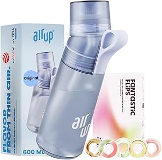 AIR UP® water bottle Twist Pro Blueberry original starter set with pods in 5 flavours I 600ml water bottle with sugar-free flavouring I dishwasher-safe, BPA-free I Blue