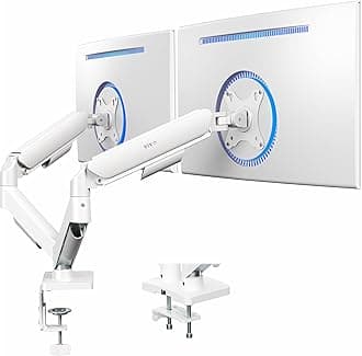 Dual Monitor up to 32 inches and 19.8 lbs per Screen, Mechanical Arm Desk Mount, Articulating Counterbalance, VESA Stand, Classic, White STAND-V002OW