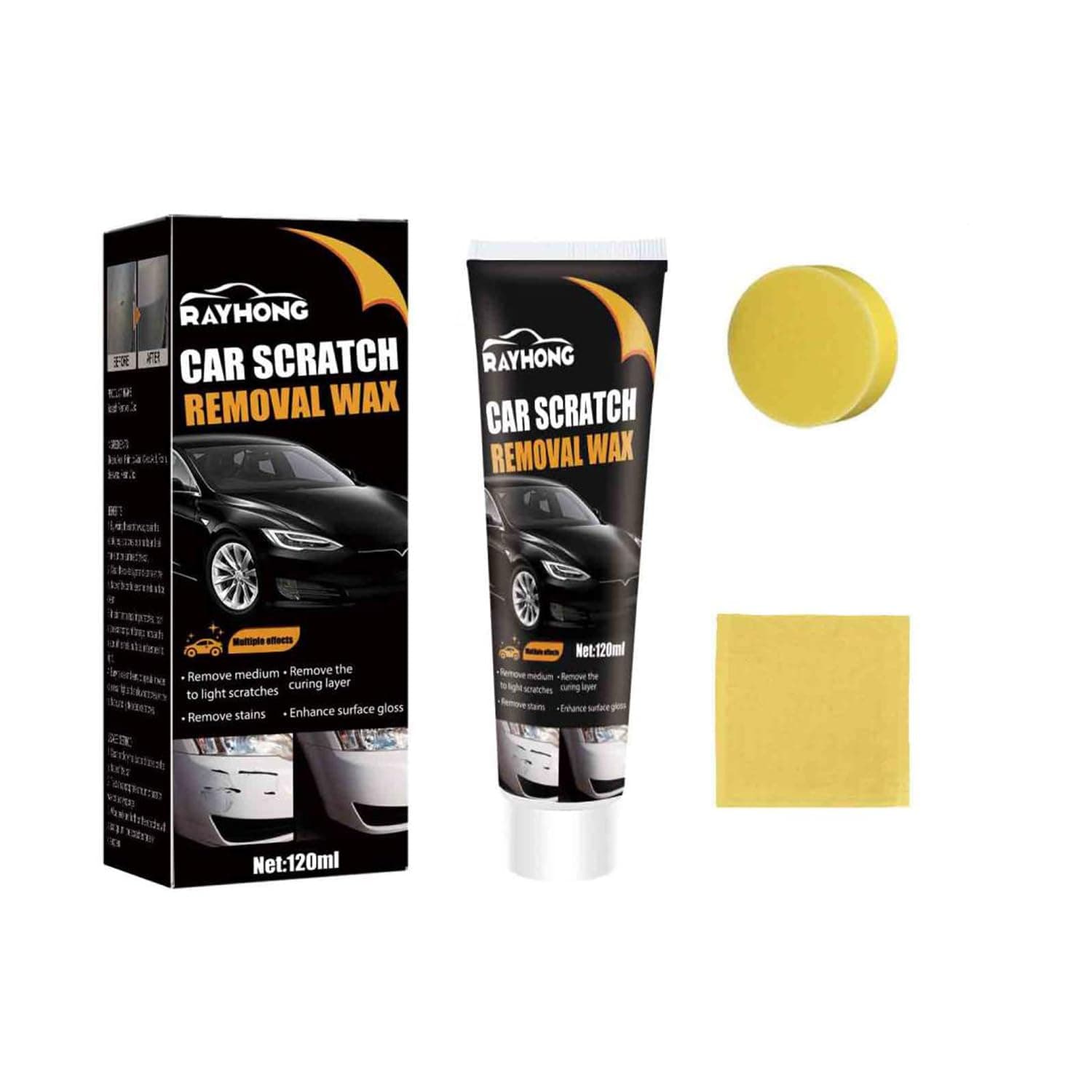 Car Scratch Repair Paste Scratch Repair Wax for Car, Car Scratch Remover Paste Polishing Wax Professional Car Scratch Remover Kit with Wipe & Sponge for Deep Scratches
