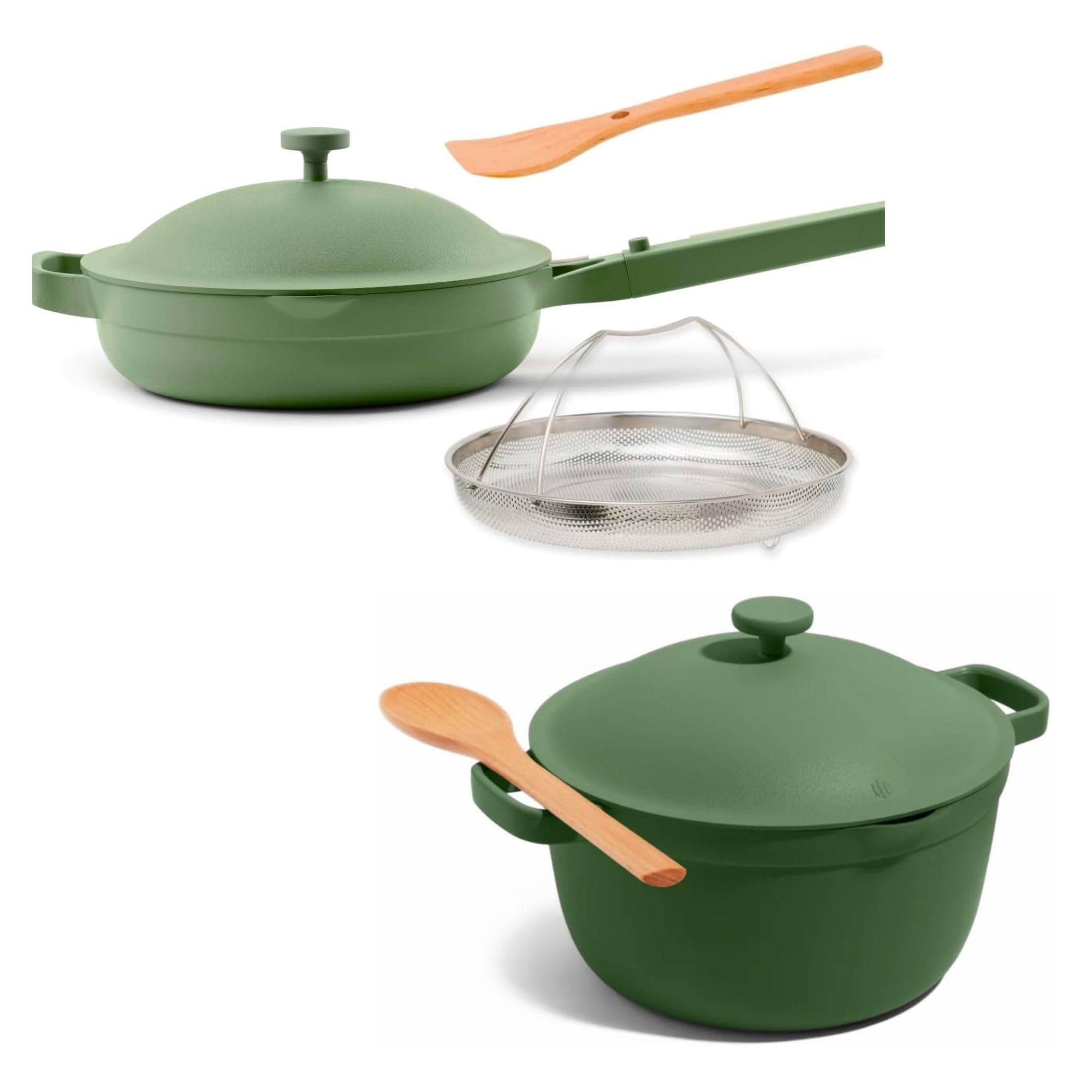 Our Place Cookware Duo - 7-Piece Set Including the Always Pan, Perfect Pot and Spatulas | Multifunctional, Toxin-Free Nonstick | Heat Safe up to 450°F | Oven, Stove, Induction Compatible | Sage