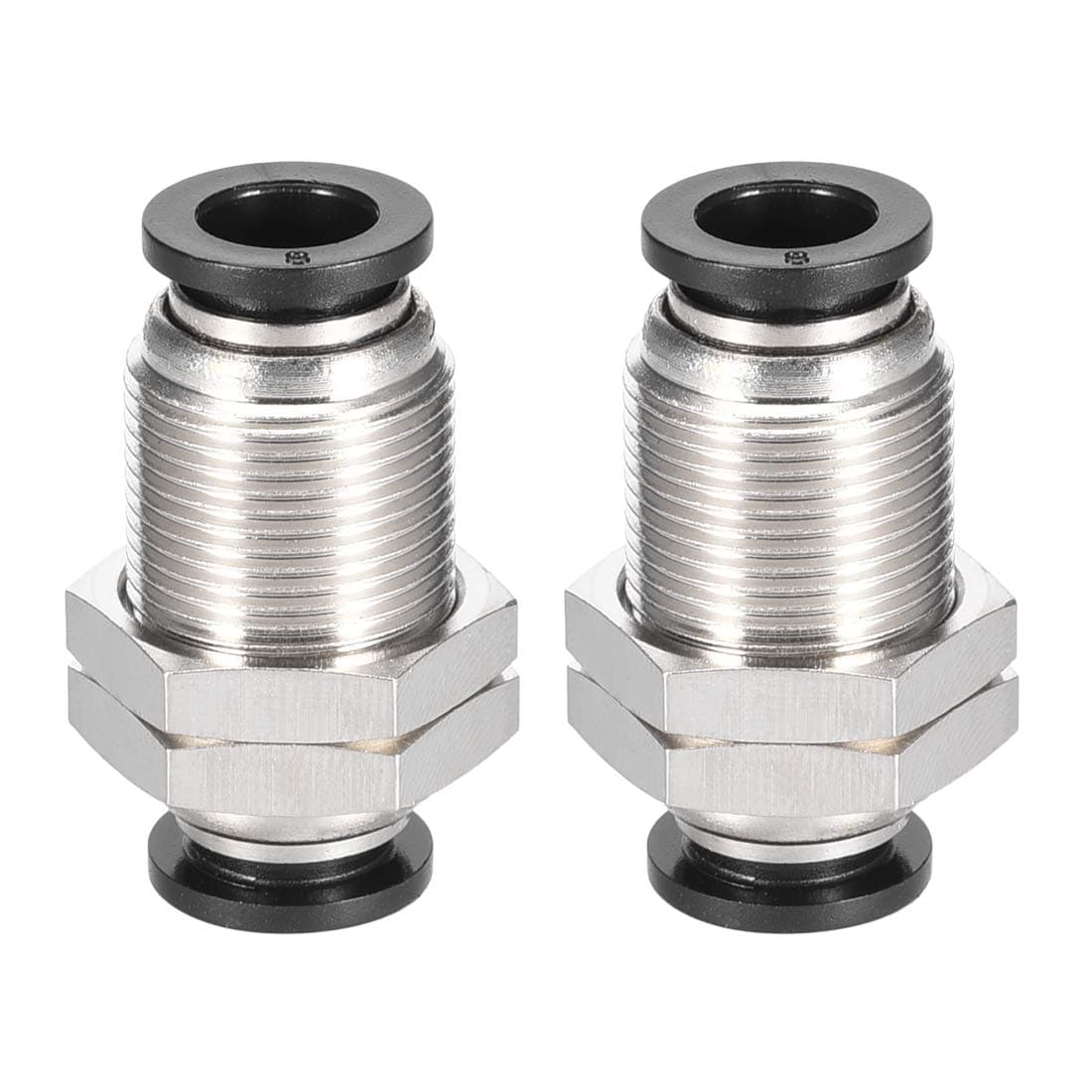 sourcing map Straight Pneumatic Push to Quick Connect Fittings Bulkhead Union 8mm Tube OD X 8mm Tube OD 2pcs