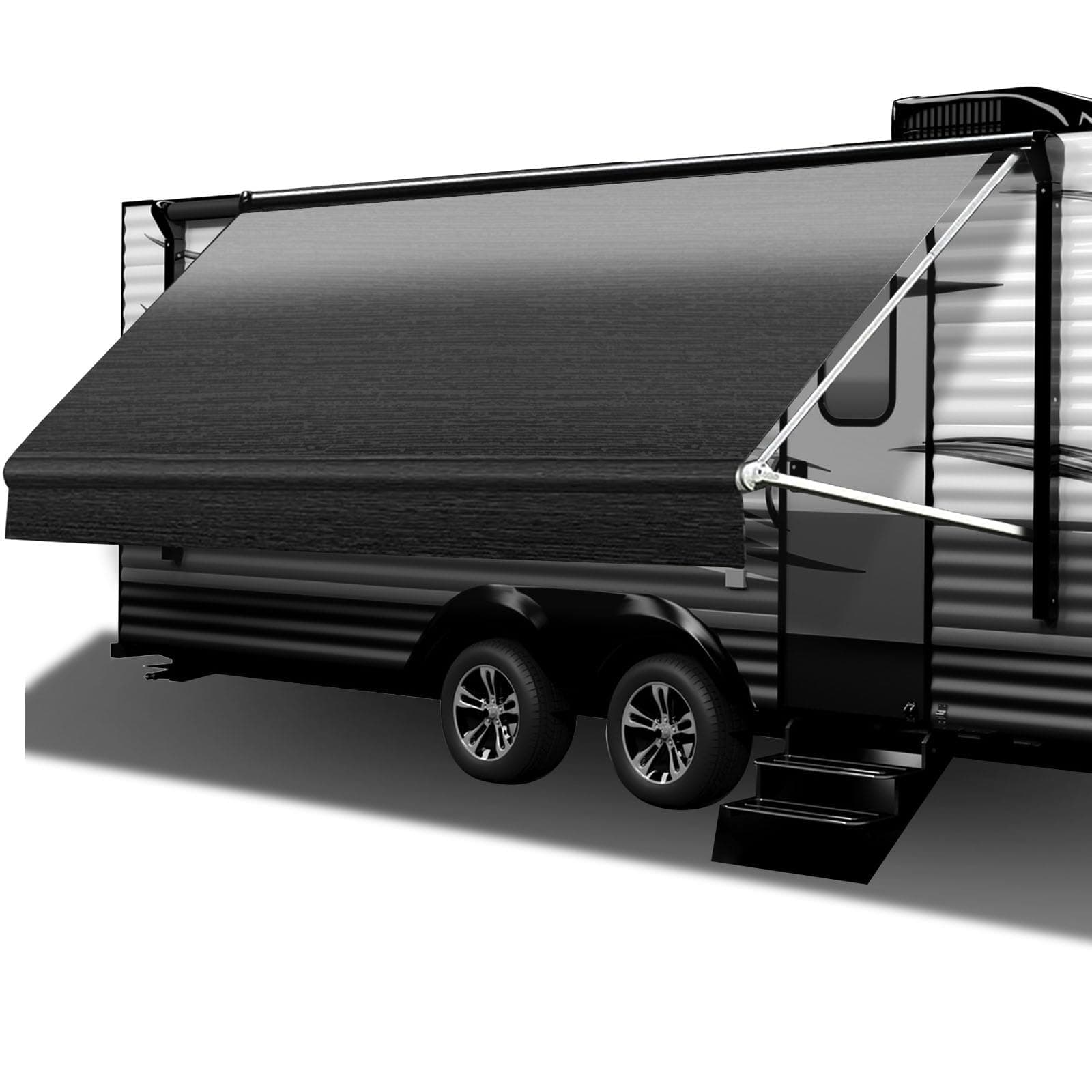 RV Awning Fabric Replacement 20FT, Heavy Duty Camper Awning Replacement Weatherproof Vinyl Universal Outdoor Canopy for Camper, Trailer, and Motorhome Awnings Black