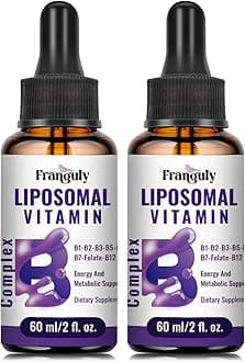 Liposomal Vitamin B Complex Liquid Sublingual B Complex Vitamins Supplement for Women Men Improved Absorption Methylated B12,B1, B2, B3, B5, B6,Folate,Biotin for Energy And Immune Support-4.0 oz