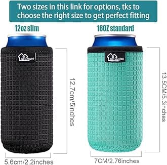 WK IEASON 16oz Standard Can Sleeves Insulators Sleeves Standard Can Covers 16OZ Neoprene Beer Bottle Sleeves Coolers Holder Non-slip Neoprene Can Cooler Sleeves 3PC Pack (16OZ, Black x3)