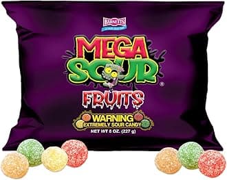 Mega Sour Candy Fruits 227g (1/2lb) - Trendy Sweet Bags - Traditionally Handmade Sweets - Sour Coating Lasts 20 Seconds - Candies for Party Bag, Gift Hamper, or Hamper Box