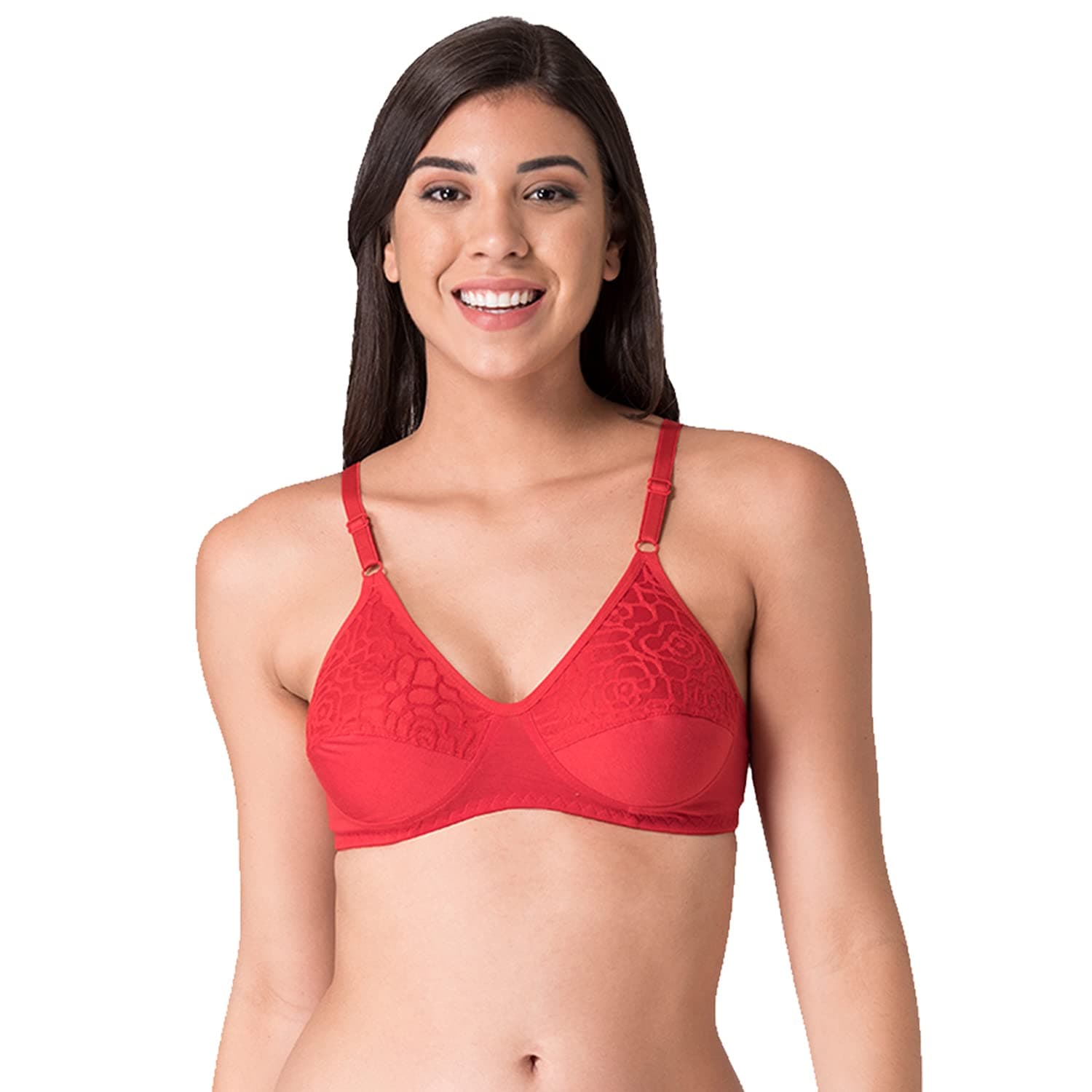 KomliBridal Pretty Lace Bra - Non-Padded - Cotton Rich - Full Coverage, Wireless, Seamed Bra