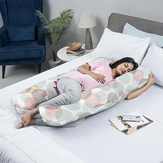 Wakefit Pregnancy Pillow | 3 Month Warranty | 100% Cotton U-Shape Maternity Pillow for Pregnant Mothers, Pillow for Pregnant Women with Breathable & No Heat Fabric | Moonsine