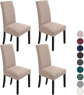 Dining Chair Covers Seat Parson Chair Slipcover for Dining Room Set of 4, Khaki