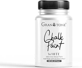 GRANOTONE Chalk Paint for Furniture | Matt-Finish Water-Based Acrylic Paint for Wood, Walls, Metal, Glass, Paper, Fabric Canvas | Maximum Coverage Chalk Paint for Kids & Adults, 120 Ml (WHITE)