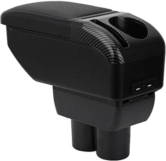 ZENVI Armrest Compatible with Suzuki Jimny 2007-2017 Center Console Organizer Box Double Layer Style Usable for Elbow Support （Black Style）