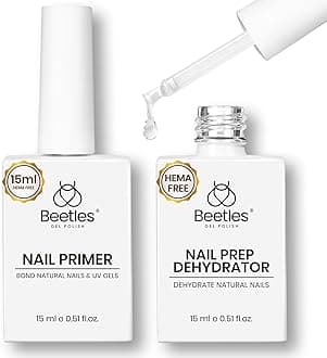 Beetles 15ml Nail Dehydrator and Primer - Acid Free & Hema-Free Natural Prep Dehydrate and Bond Primer for Acrylic Fast Dry Nail Supplies Professional Salons Set