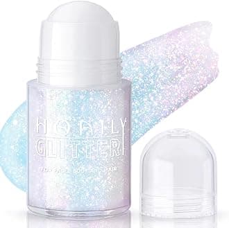 Roll-on Holographic Body Glitter Gel for Face Hair, Chameleon Color Changing Glitter Gel Under Light, Chunky Mermaid Sequins Festival Party Rave Accessories Shimmer Makeup (Sparkling Pink)