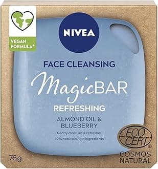 MagicBAR Refreshing Almond Oil Face Cleansing Bar (75g), Vegan Face Cleanser, Plastic-Free Facial Cleansing Bar, Facial Cleanser with Recyclable Packaging