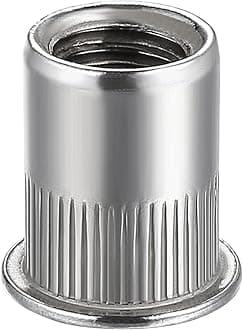 200Pcs Rivet Nut M6 Metric Stainless Steel 304 Finish Flat Head Rivnut Threaded Insert Nut Knurled Body
