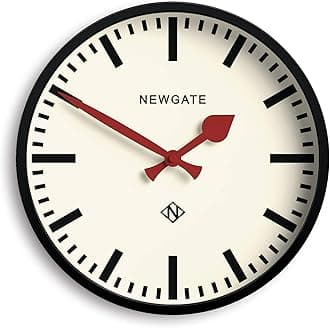 The Luggage Metal Wall Clock - Designer Station Clock - Perfect as a Kitchen Clock - Office Clock - Round Clock - Retro Clock - Black Case/Red Hands