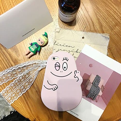 CASESOPHY 3D Cartoon Pink Barbapapa Case for iPhone 6 iPhone 6s Regular Size 4.7 Screen Soft Silicone Rubber Material Ultra Thick Protective for Kids Boys Teens Girls