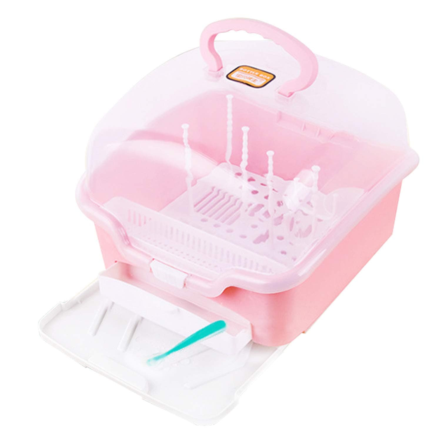 Multifunctional Portable Baby Bottle Drying Rack Tray Storage Box Organizer Holder + Bottle Brush + Bottle Clip for Home Kitchen Baby Supplies