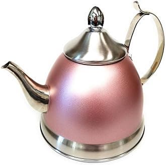 Nobili-Tea 1Qt Stainless Steel Tea Kettle With Removable Infuser Basket, Rose Gold