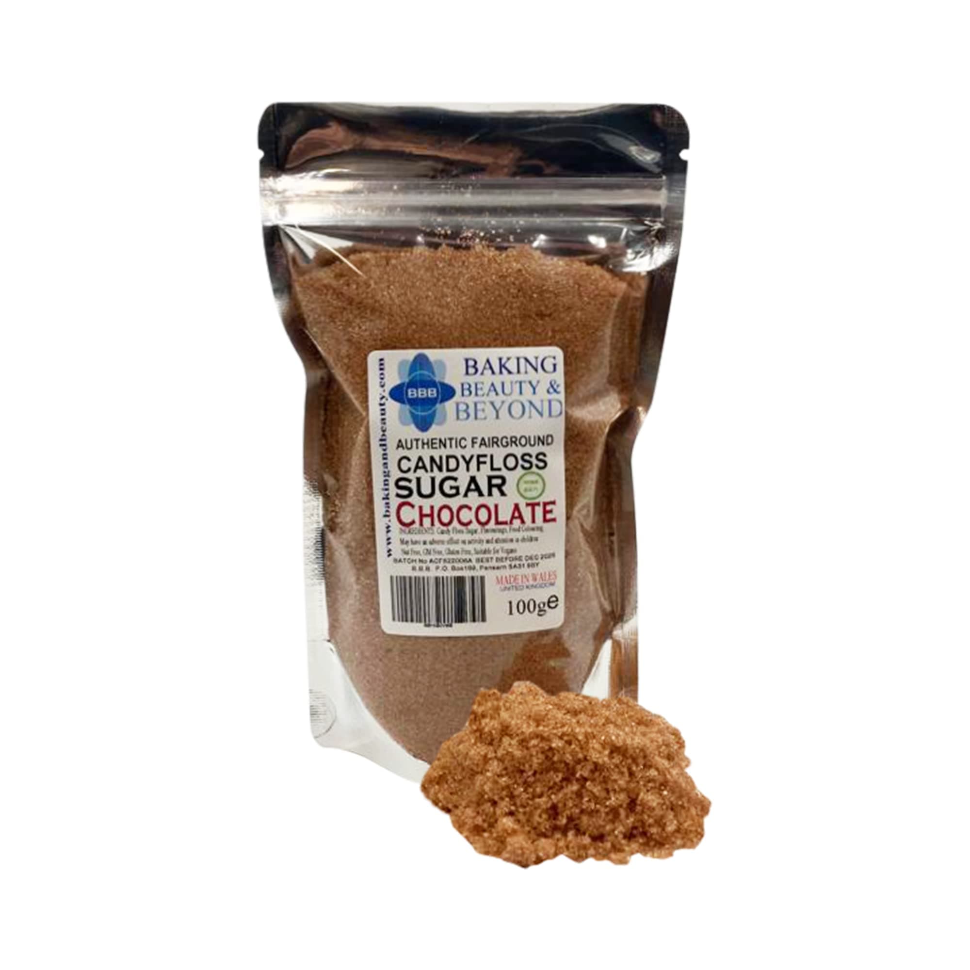 Baking Beauty and Beyond Premium Candy Floss Sugar 100g - Chocolate Flavour