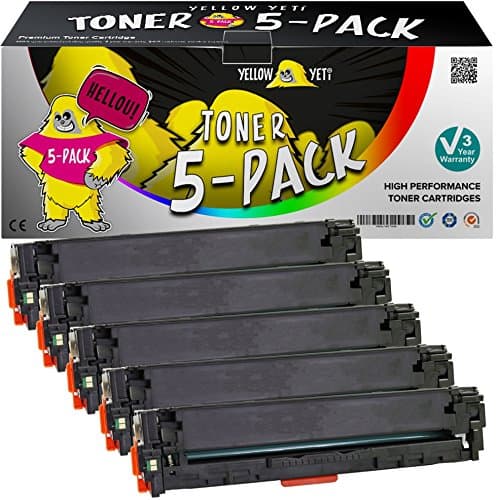Yellow Yeti 5 Pack 716 125A CB540A CB541A CB542A CB543A Remanufactured Toner Cartridges for HP LaserJet CM1312 CM1312nfi CP1215 CP1217 CP1514n CP1515n CP1518ni Canon MF8050Cn [3 Years Warranty]