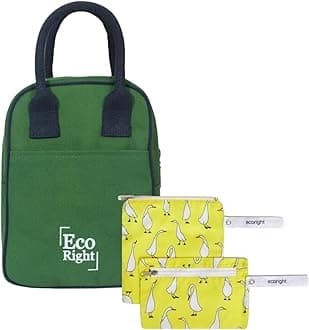 Eco Right Lunch Bags for Office Women & Men, Insulated Lunch Bag for Kids, Tiffin Bag with Bottle Holder, Carry Handle & Pocket