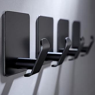 Taozun Black Towel Hooks - 4 Pack Stainless Steel Wall Hooks Rustproof and Oil Proof for Kitchen Bathroom