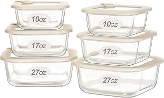 Urban Green Glass Food Storage Containers with Glass Lids, Microwave Safe Food Container Set, Airtight Meal Prep Containers, LeakProof, 100% Plastic Free, 6 Pack