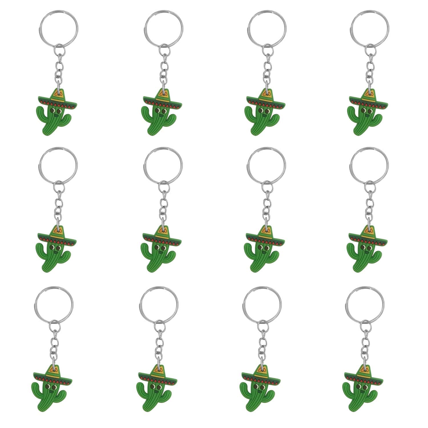 24 Pack Mini Cinco De Mayo Fiesta Sombrero Cactus Keychains for Taco Fiesta Party Favors, Mexican Theme Party Favors, Fiesta Bachelorette Party Favors