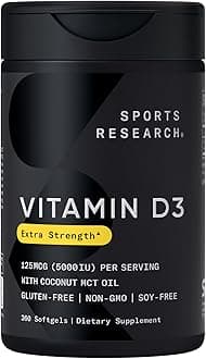 Vitamin D3 with Coconut Oil, 125 mcg (5000 IU), 360 Softgels