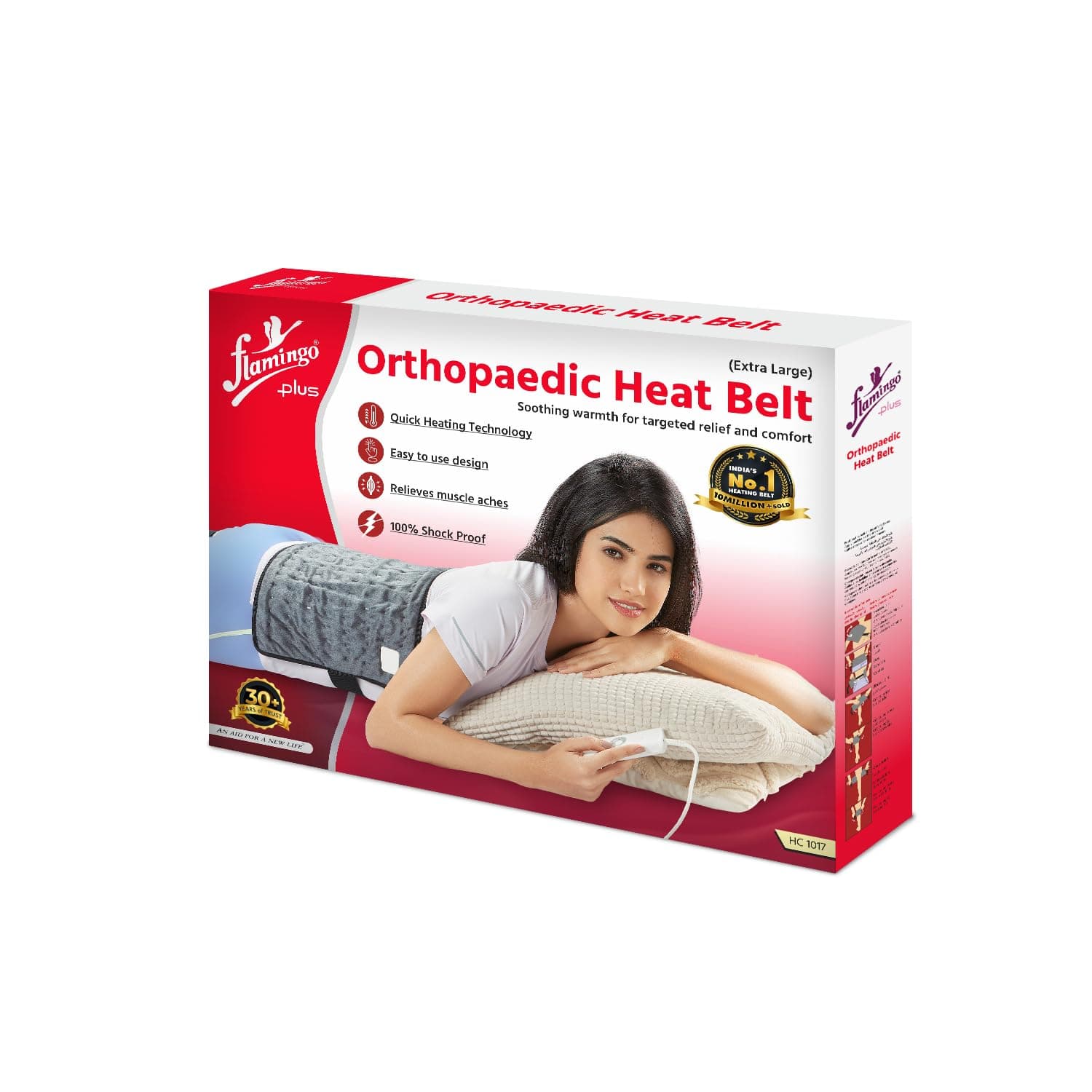 Flamingo Plus Orthopaedic Heating Pad - EXTRA LARGE SIZE for Back Pain & Period Cramps Relief – Heat Belt with Temperature Controller | 2-Years Warranty | For Women, Parents & Loved Ones