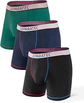 Separatec Men's Dual Pouch Underwear Single-Sided Moisture Transported Boxer Briefs 2-3 Pack
