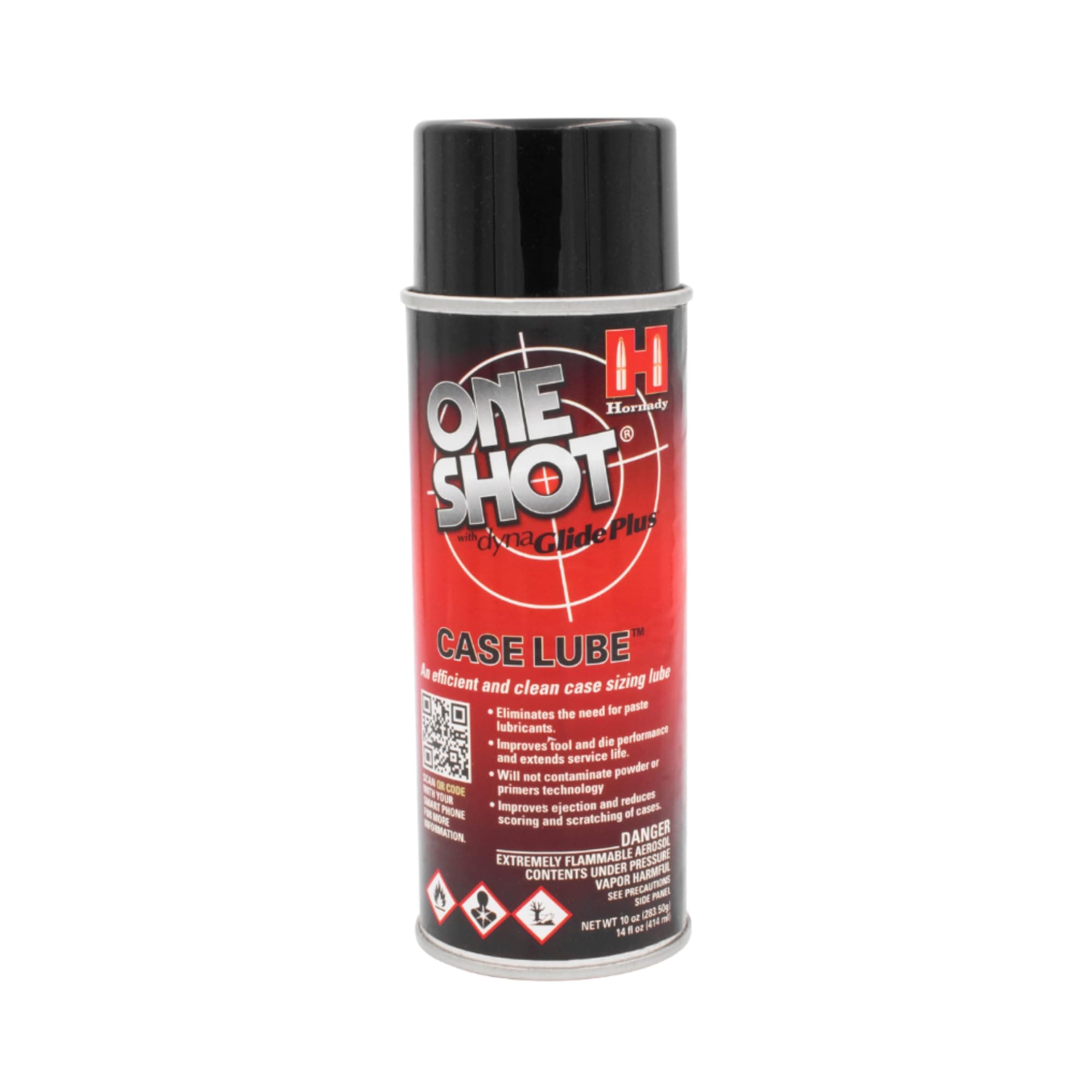 Hornady One Shot Case Lube, 10 oz / 14 fl oz – Aerosol Dry Lube, with DynaGlide Plus – Clean, Non-Sticky and Easy to Use – Contains No Petroleum, Won't Contaminate Powder or Primers