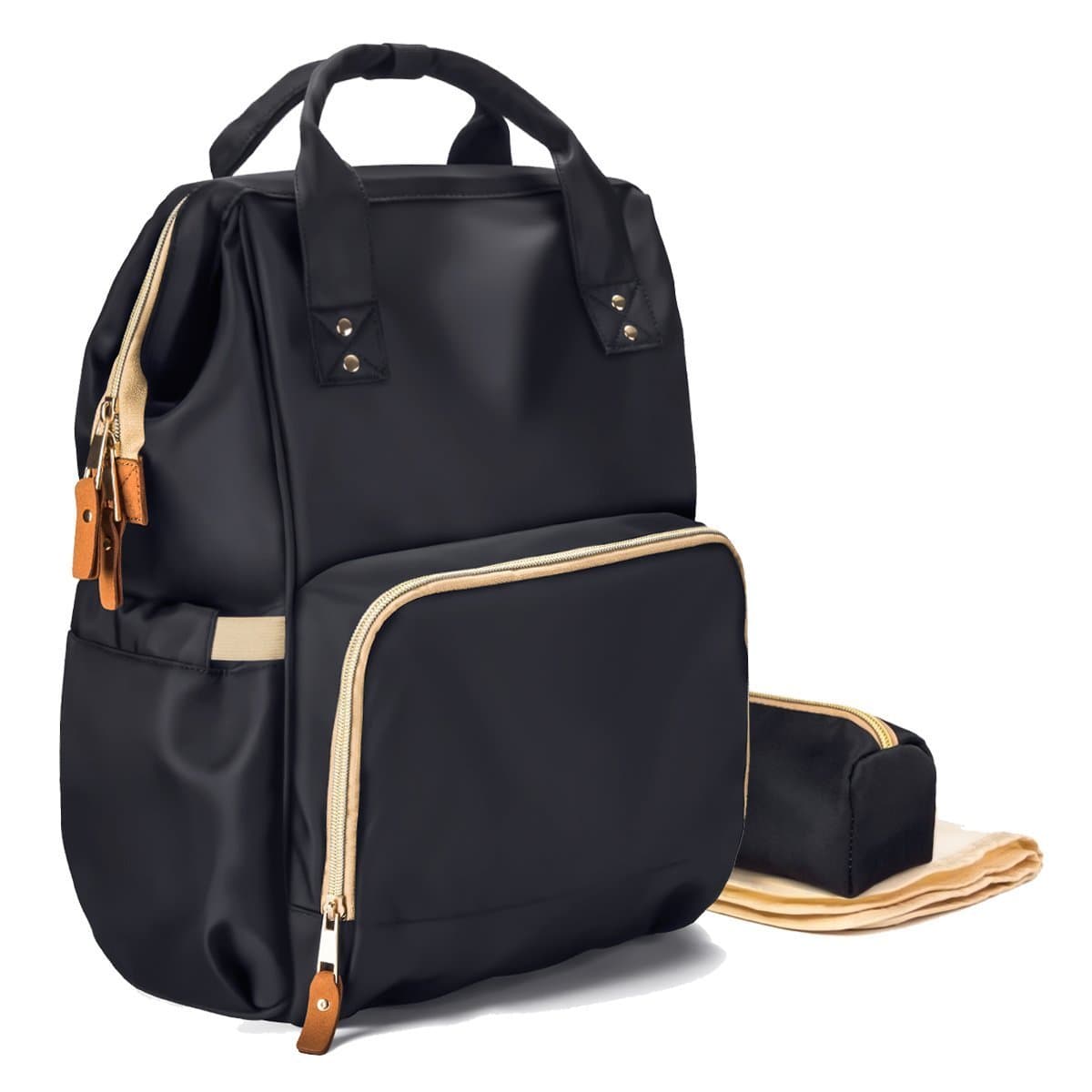 LNGLAT Diaper Bag Multi-Function Waterproof Large Baby Diaper Bag Backpack Durable Stylish Unisex Travel Knapsack with Insulated Pockets, Changing Pad, Insulated Bottle Pocket - Black