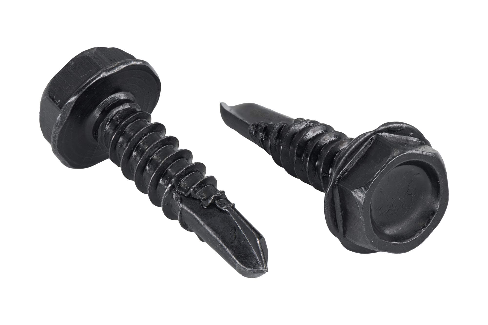 #8 x 1 in. Black Exterior Self Drilling Screws, Hex Washer Head (50 pcs) by Makers Bolt