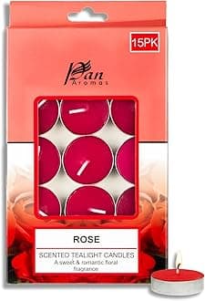 Pan Aromas - (Rose) Scented Tealight Candles| Pack of 15| Long Burning Tealight Scented Candles for Home, Office & Gifting - 2.5 hrs to 3 hrs Burn Time