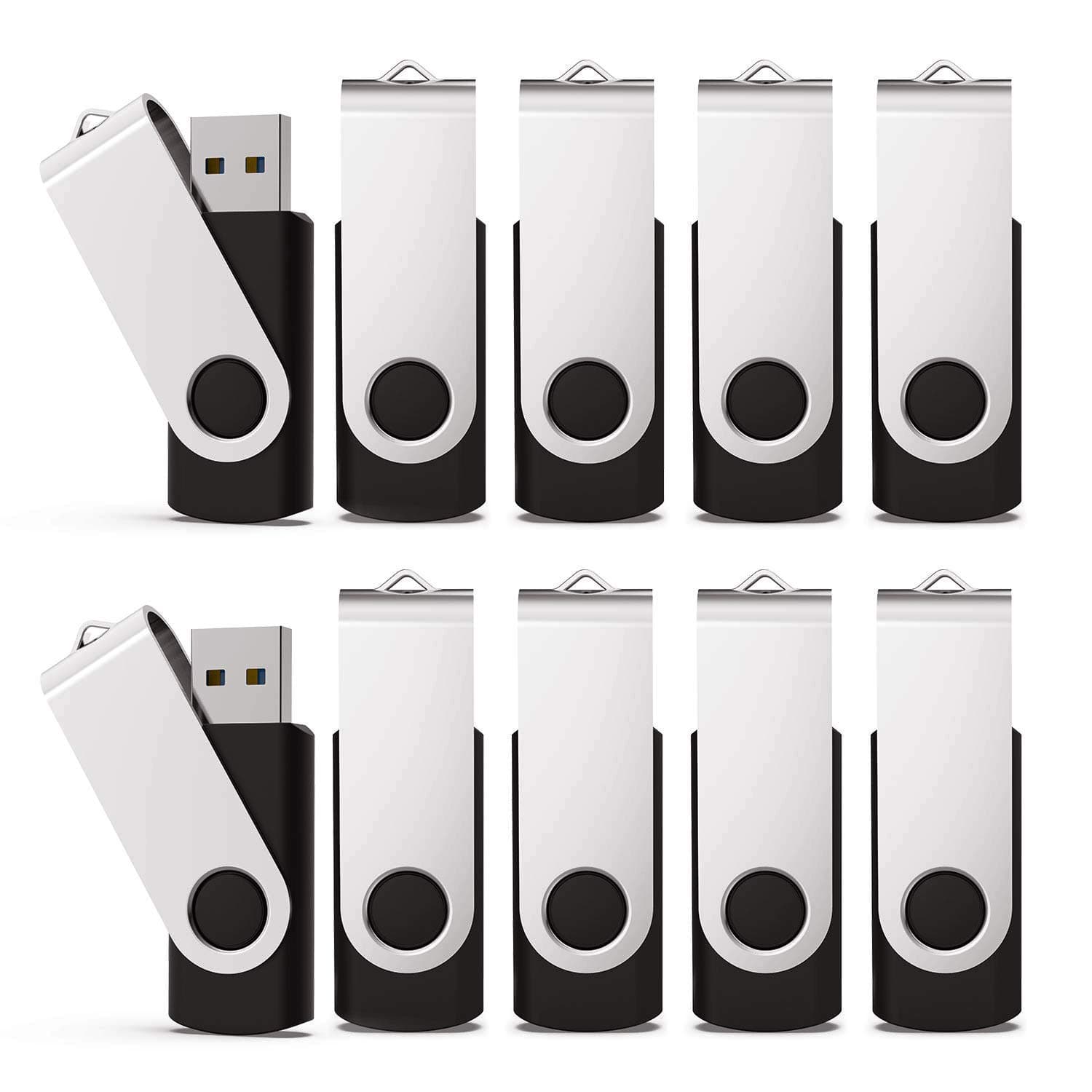 10 Pack 32GB Flash Drive USB Drive Memory Stick Thumb Drive, Black USB 2.0