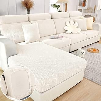 Stretch Sofa Covers for Cushion Couch,Universal Wear Resistant Slipcover with Elastic Bottom,Magic Couch Cover Furniture Protector,Anti-Slip L Shape Sofa Cover,Back Cover M,Weave-Jade White
