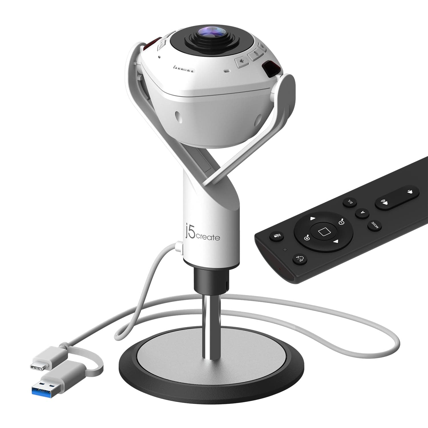 360 AI-Powered Meeting Webcam with Speakerphone, Smart-Tracking, Auto-Framing, 1080P HD Video Conferencing Camera, Comes with Remote Control (JVU368)