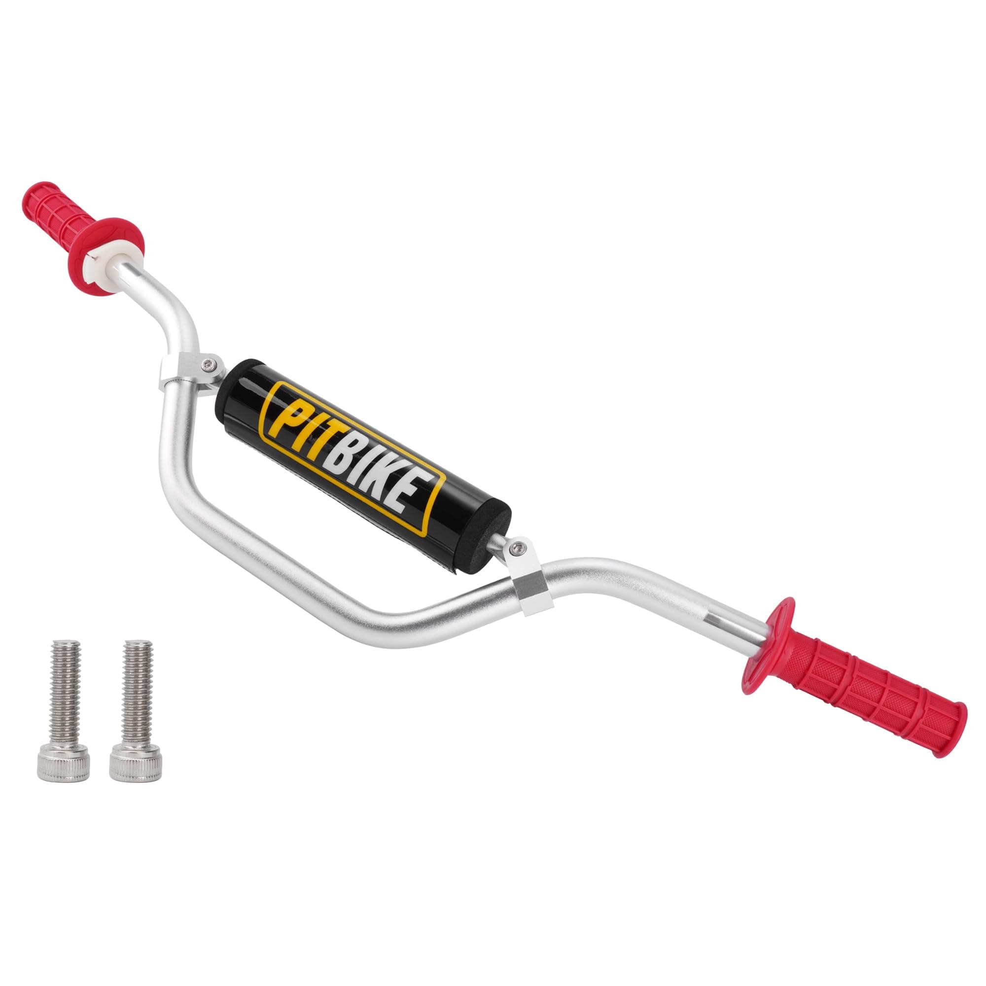 Wingsmoto Handle Bar 7/8" 22MM Handlebar Silver + Foam Pad + Red Grips Compatible with CRF YZF KXF KLX RMZ DRZ Pit Dirt Bike Motocross