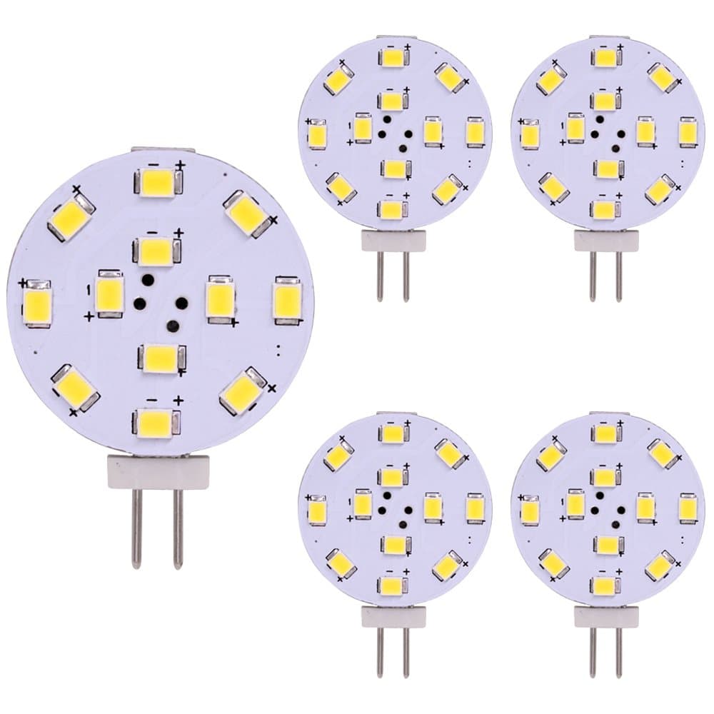 WeiXuanG4 LED Bulb, 35 Watt Equivalent, Bi-Pin LED Disc, JC Side Pin, 12V-24V AC/DC Low Volt, CRI>85, 350 Lumens, Pack 5 (Warm White)